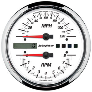 AUTOMETER Tacho/Speedo Gauge 4 1/2", 8K RPM/120MPH, White, Pro-Cycle