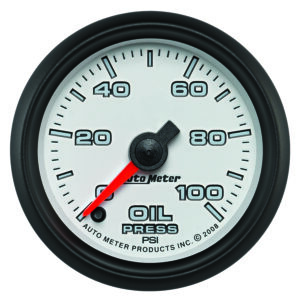 AUTOMETER Oil Pressure Gauge 2 1/16", 100PSI, Digital Stepper Motor, White, Pro-Cycle