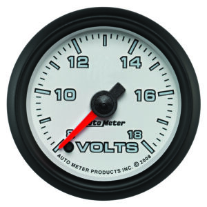 AUTOMETER Voltmeter Gauge 2 1/16", 18V, Digital Stepper Motor, White, Pro-Cycle