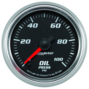AUTOMETER Oil Pressure Gauge 2 1/16", 100PSI, Digital Stepper Motor, Black, Pro-Cycle