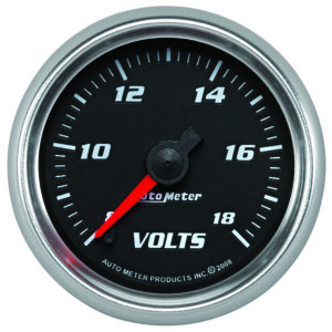 AUTOMETER Voltmeter Gauge 2 1/16", 18V, Digital Stepper Motor, Black, Pro-Cycle