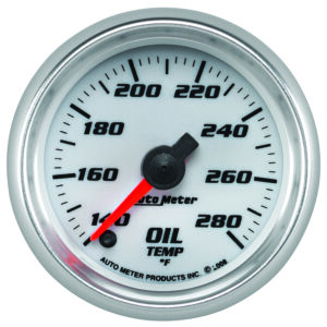 AUTOMETER Oil Temperature Gauge 2 1/16", 140-280°f, Digital Stepper Motor, White, Pro-Cycle