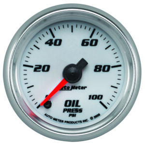 AUTOMETER Oil Pressure Gauge 2 1/16", 100PSI, Digital Stepper Motor, White, Pro-Cycle