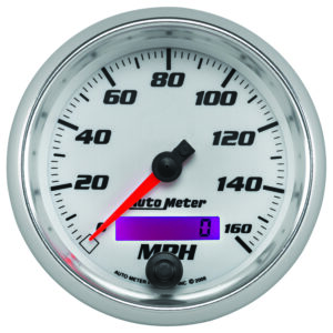 AUTOMETER Speedometer Gauge 3 3/8", 160MPH, Elec. Programmable, White, Pro-Cycle
