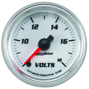 AUTOMETER Voltmeter Gauge 2 1/16", 18V, Digital Stepper Motor, White, Pro-Cycle