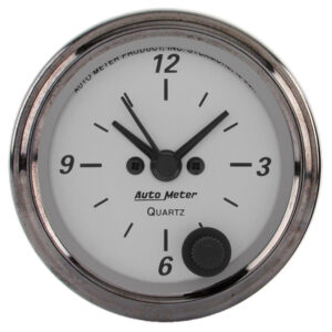 AUTOMETER Clock Gauge 2 1/16", 12hr, Analogue, American Platinum