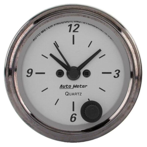 AUTOMETER Clock Gauge 2 1/16", 12hr, Analogue, American Platinum