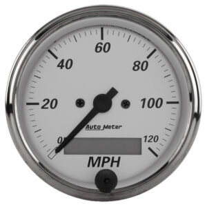 AUTOMETER Speedometer Gauge 3 1/8", 120MPH, Elec. Program., American Platinum