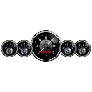 AUTOMETER Gauge Kit, 5 PC, 3 3/8" & 2 1/16", Elec Speedo W/LCD Odo, Prestige Black Diamond
