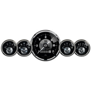 AUTOMETER 3 3/8" & 2 1/16" 5PC Gauge Kit, Wheel Odo Elec Speedo, Prestige Black Diamond