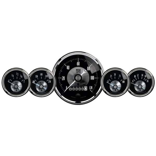 AUTOMETER 3 3/8" & 2 1/16" 5PC Gauge Kit, Wheel Odo Elec Speedo, Prestige Black Diamond