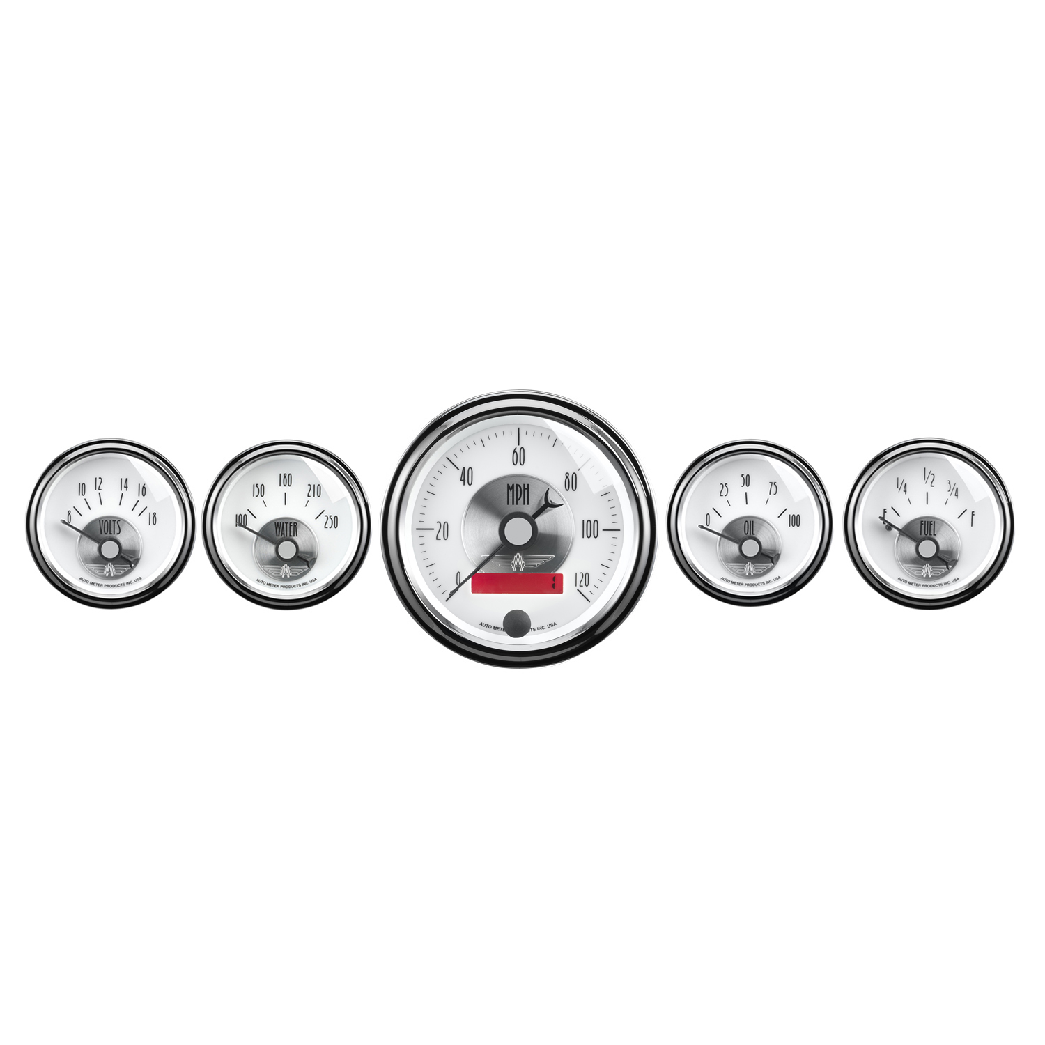 AUTOMETER 5pc Gauge Kit 3 3/8" & 2 1/16", Elec. Speedo W/ LCD Odo, Prestige Pearl