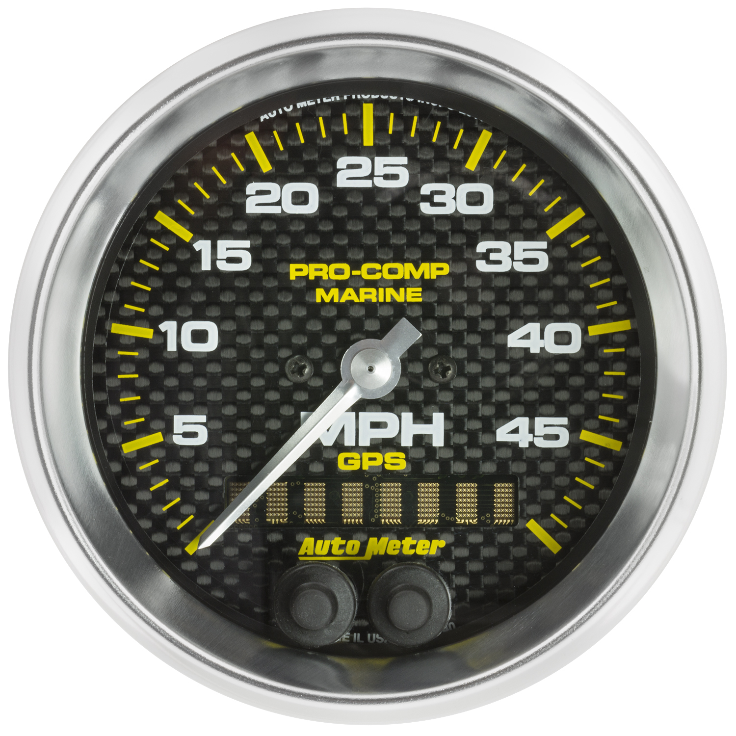 AUTOMETER Speedometer Gauge 3 3/8", 50MPH, GPS, Marine Carbon Fibre