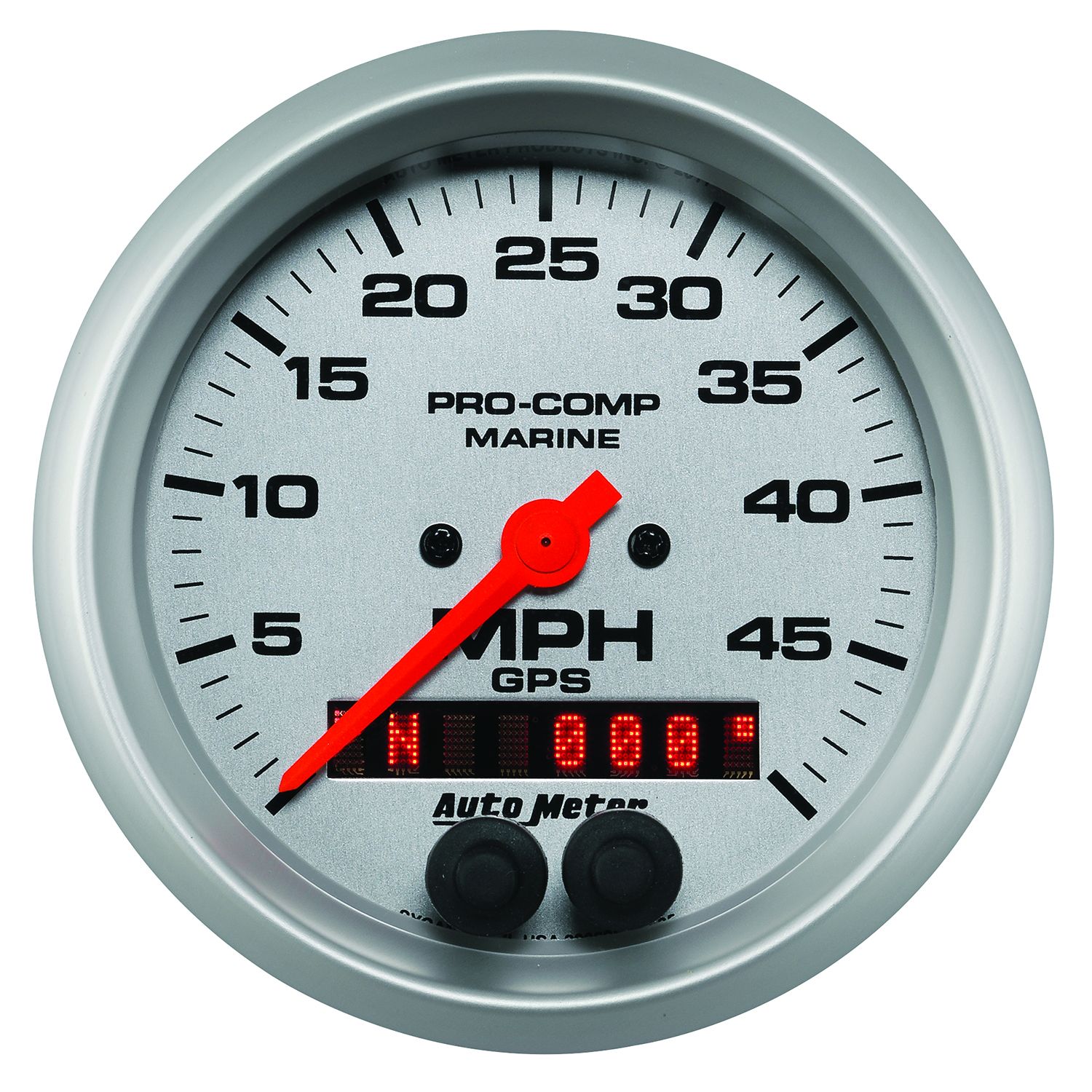 AUTOMETER Speedometer Gauge 3 3/8", 50MPH, GPS, Marine Silver