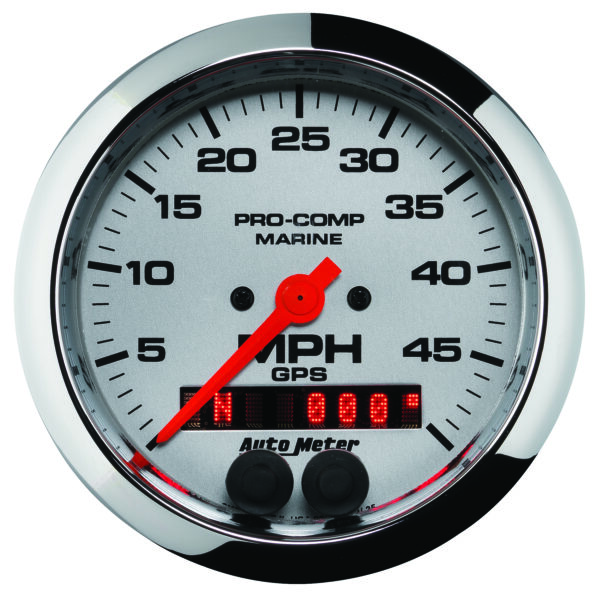 AUTOMETER Speedometer Gauge 3 3/8", 50MPH, GPS, Marine Chrome