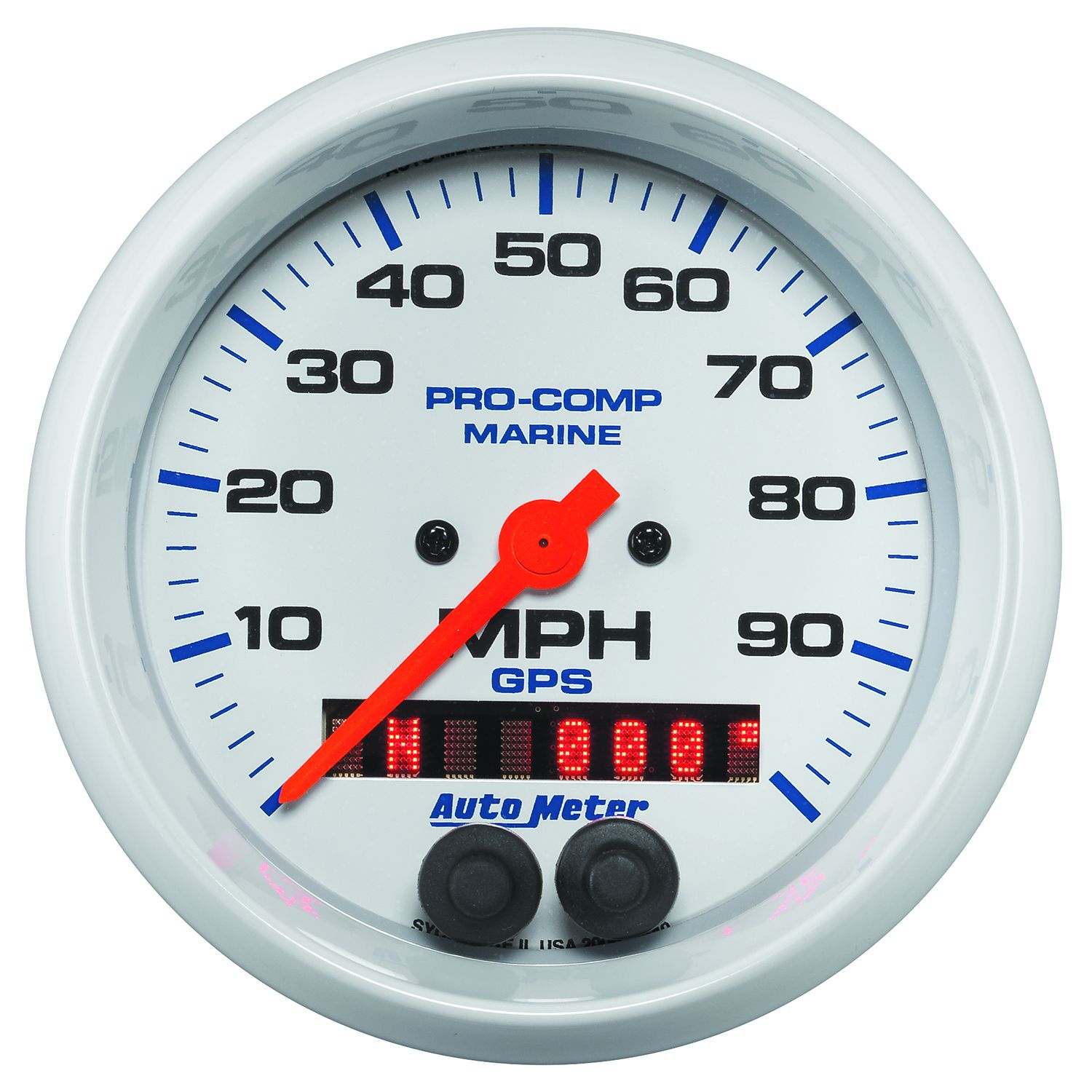 AUTOMETER Speedometer Gauge 3 3/8", 100MPH, GPS, Marine White