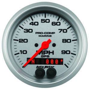 AUTOMETER Speedometer Gauge 3 3/8", 100MPH, GPS, Marine Silver