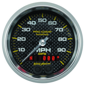 AUTOMETER Speedometer Gauge 3 3/8", 100MPH, GPS, Marine Carbon Fibre