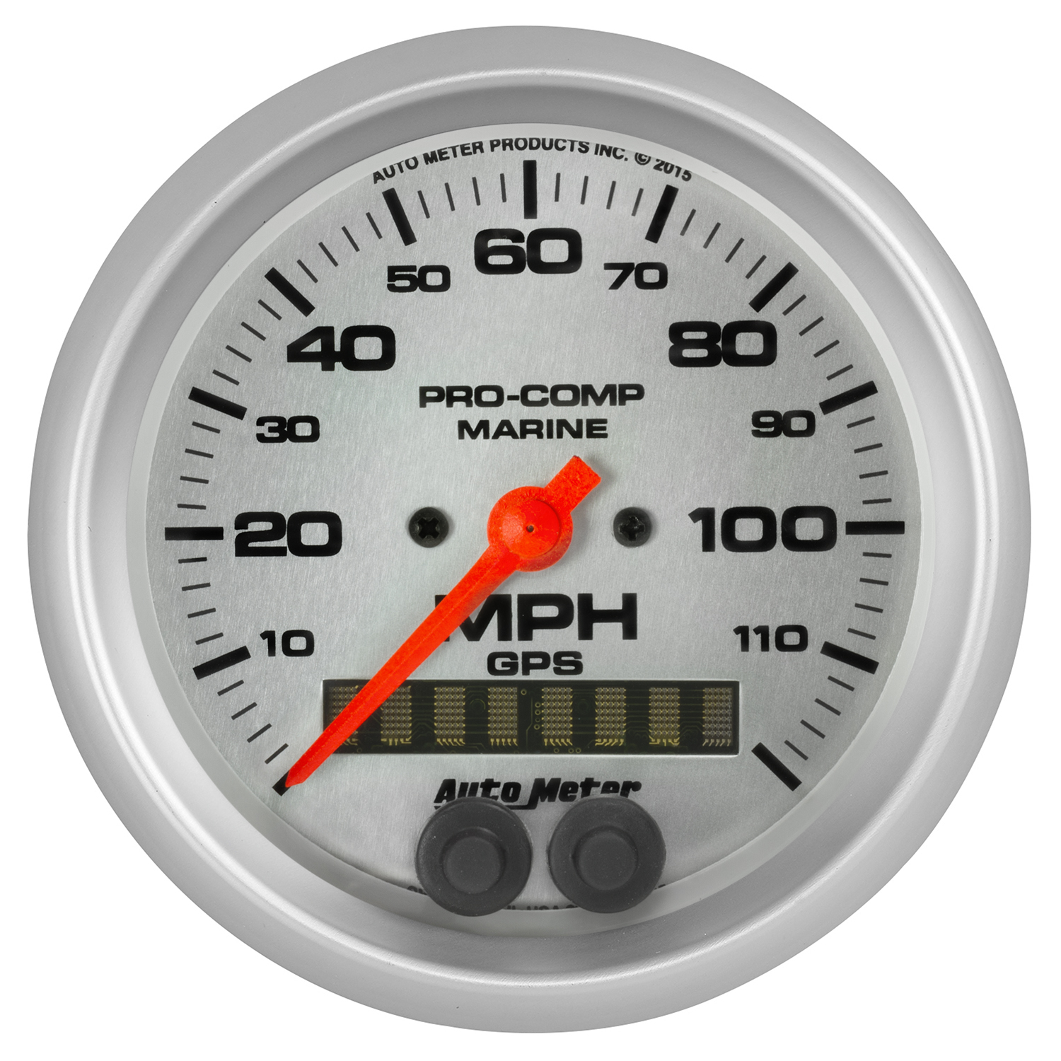 AUTOMETER Speedometer Gauge 3 3/8", 120MPH, GPS, Marine Silver