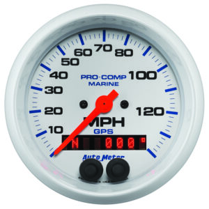 AUTOMETER Speedometer Gauge 3 3/8", 140MPH, GPS, Marine White