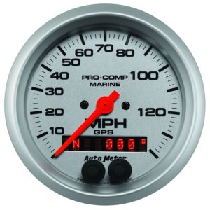 AUTOMETER Speedometer Gauge 3 3/8", 140MPH, GPS, Marine Silver