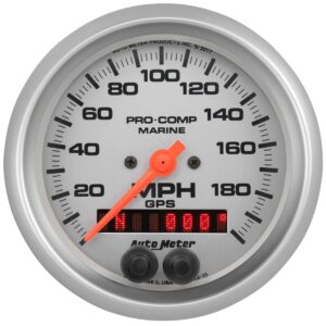 AUTOMETER Speedometer Gauge 3 3/8", 200MPH, GPS, Marine Silver