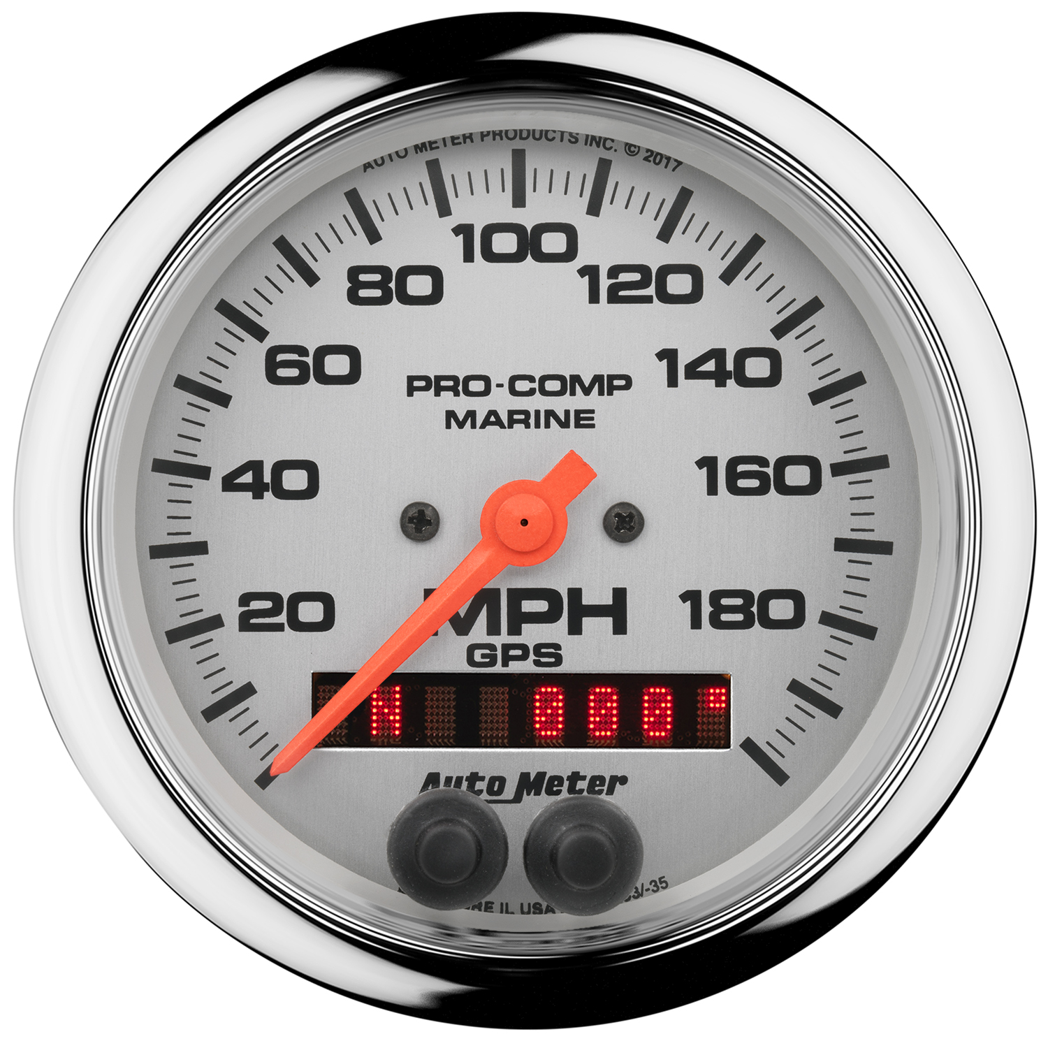 AUTOMETER Speedometer Gauge 3 3/8", 200MPH, GPS, Marine Chrome