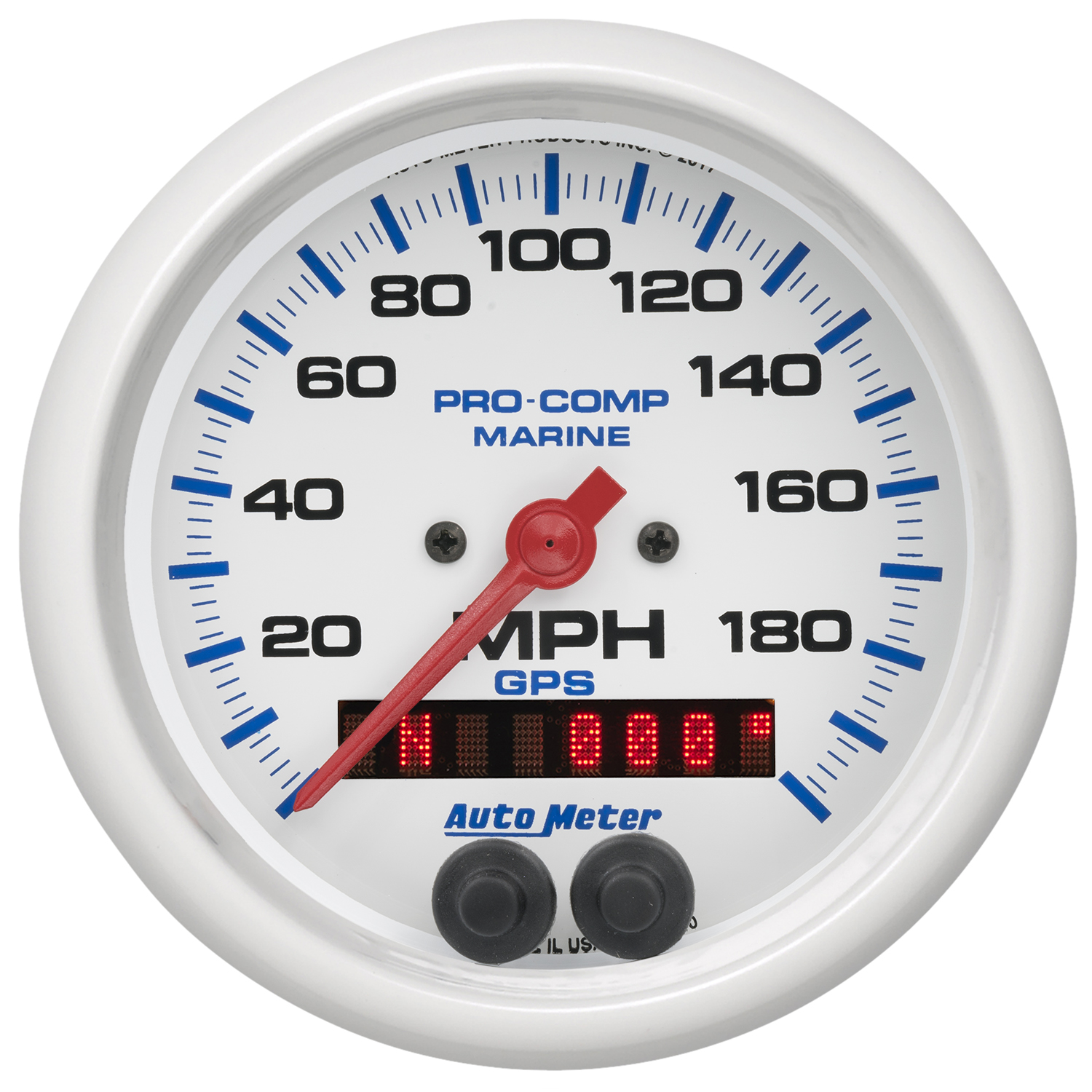 AUTOMETER Speedometer Gauge 3 3/8", 200MPH, GPS, Marine White