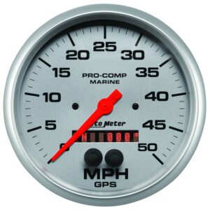 AUTOMETER Speedometer Gauge 5", 50MPH, GPS, Marine Silver