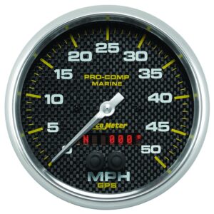 AUTOMETER Speedometer Gauge 5", 50MPH, GPS, Marine Carbon Fibre