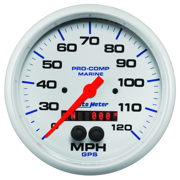 AUTOMETER Speedometer Gauge 5", 120MPH, GPS, Marine White