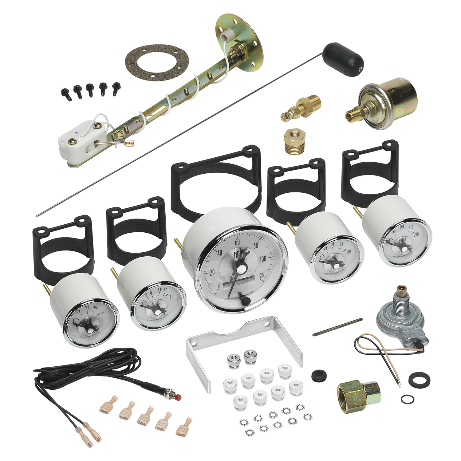 AUTOMETER 5pc Gauge Kit 3 3/8" & 2 1/16", Elec. Speedo W/ LCD Odo, Prestige Pearl - Image 2