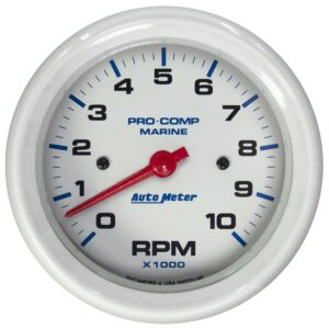 AUTOMETER Gauge, Tachometer, 3 3/8", 10K RPM, Marine White