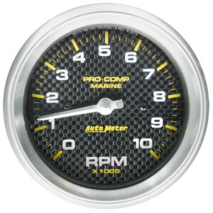 AUTOMETER Gauge, Tachometer, 3 3/8", 10K RPM, Marine Carbon Fiber