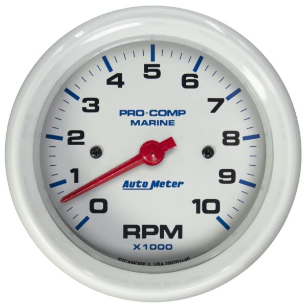 AUTOMETER Gauge, Tachometer, 3 3/8", 10K RPM, Marine White