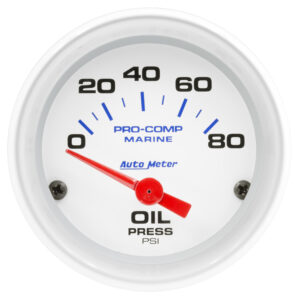 AUTOMETER Oil Pressure Gauge 2 1/16", 80PSI, Electric, Marine White
