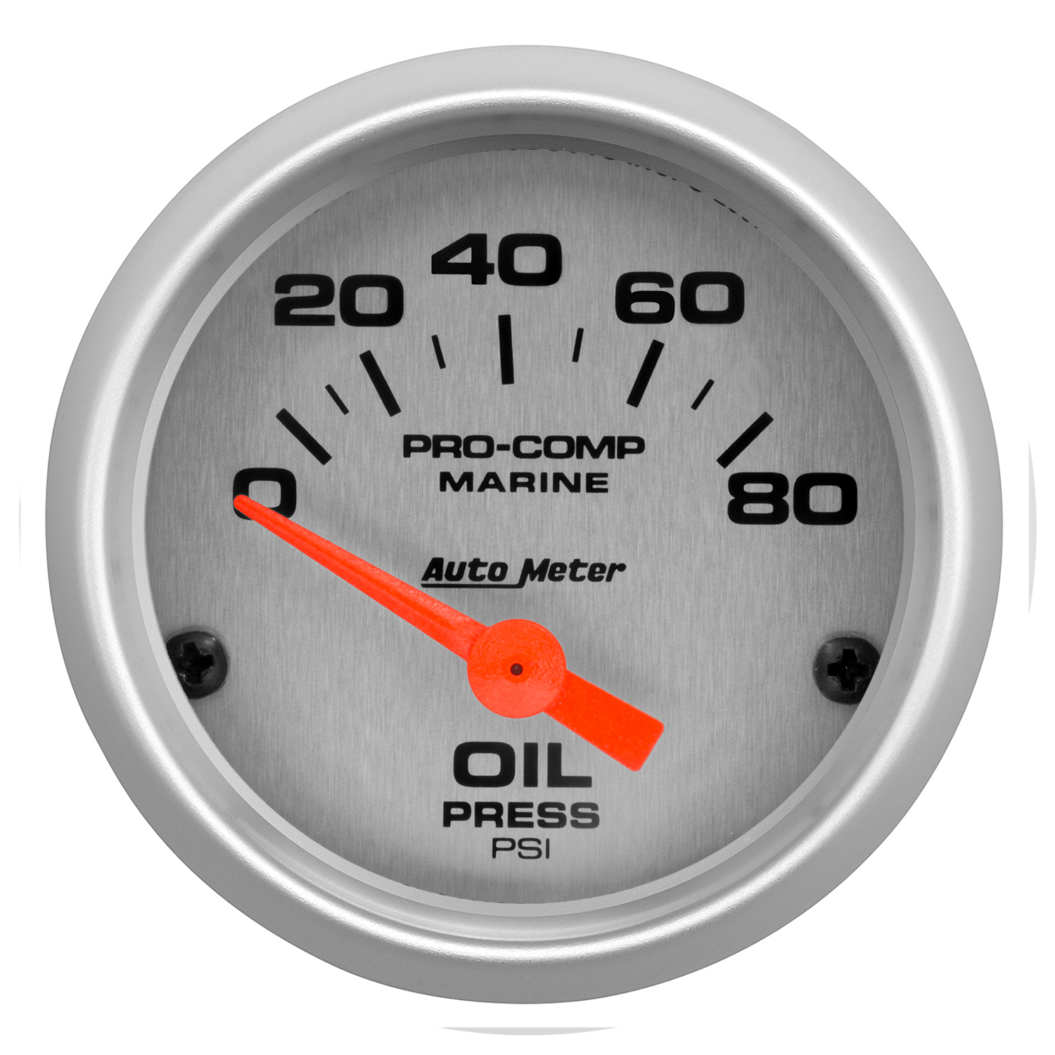 AUTOMETER Oil Pressure Gauge 2 1/16", 80PSI, Electric, Marine Silver