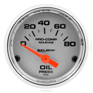 AUTOMETER Oil Pressure Gauge 2 1/16", 80PSI, Electric, Marine Chrome