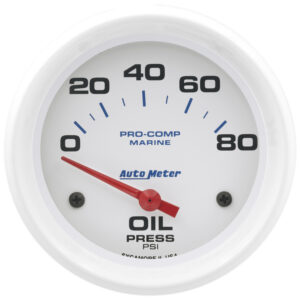 AUTOMETER Oil Pressure Gauge 2 5/8", 80PSI, Electric, Marine White