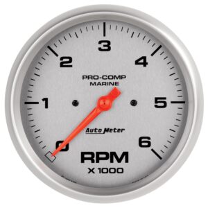 AUTOMETER Tachometer Gauge 5", 6K RPM, Marine Silver