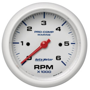 AUTOMETER Tachometer Gauge 3 3/8", 6K RPM, Marine White