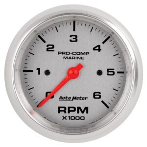 AUTOMETER Tachometer Gauge 3 3/8", 6K RPM, Marine Silver