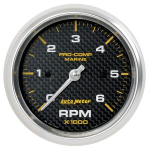 AUTOMETER Tachometer Gauge 3 3/8", 6K RPM, Marine Carbon Fibre