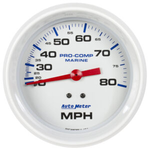 AUTOMETER Speedometer Gauge 3 3/8", 80MPH, Mechanical, Marine White