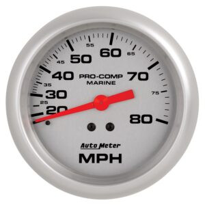 AUTOMETER Speedometer Gauge 3 3/8", 80MPH, Mechanical, Marine Silver