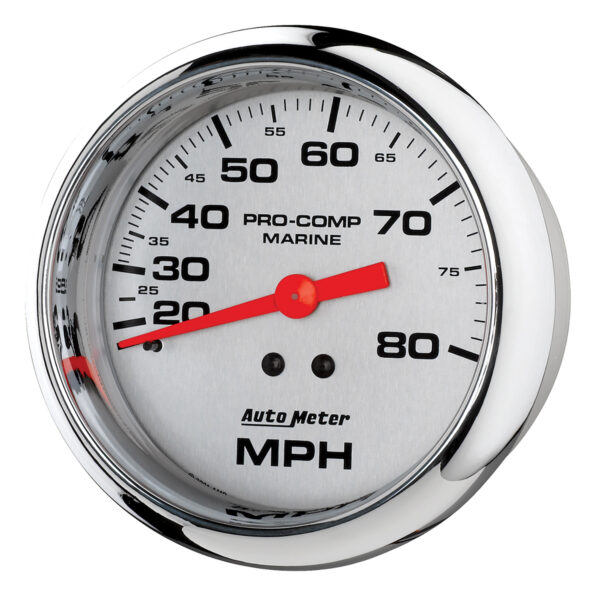 AUTOMETER Speedometer Gauge 3 3/8", 80MPH, Mechanical, Marine Chrome - Image 2