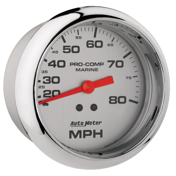 AUTOMETER Speedometer Gauge 3 3/8", 80MPH, Mechanical, Marine Chrome - Image 3