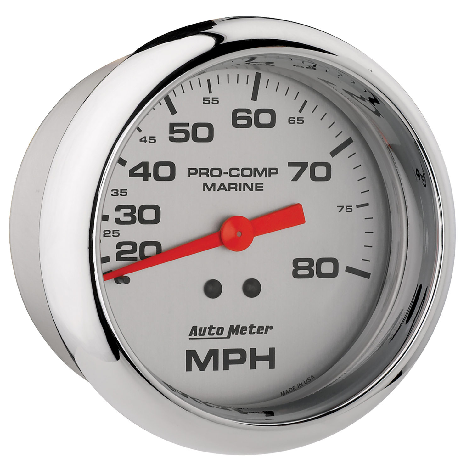 AUTOMETER Speedometer Gauge 3 3/8", 80MPH, Mechanical, Marine Chrome - Image 3
