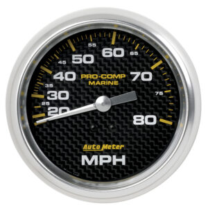 AUTOMETER Speedometer Gauge 3 3/8", 80MPH, Mechanical, Marine Carbon Fibre