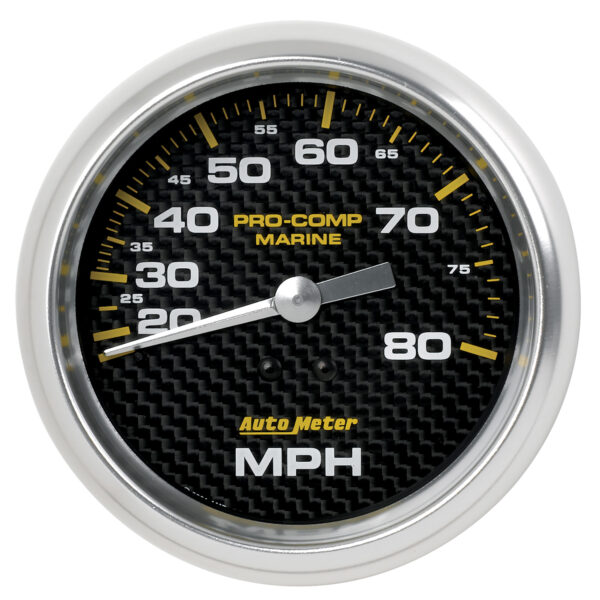 AUTOMETER Speedometer Gauge 3 3/8", 80MPH, Mechanical, Marine Carbon Fibre